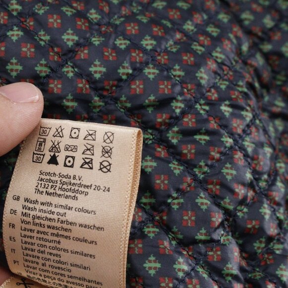 Scotch soda bomber jacket men's medium blue leather collar utility pockets zip - Picture 15 of 16